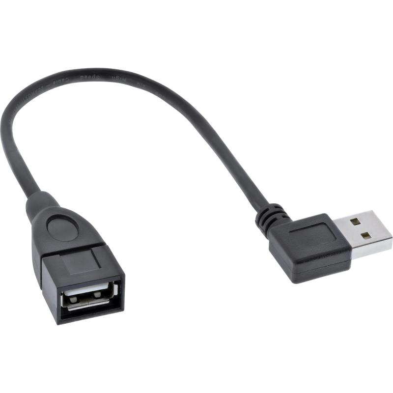 InLine® Smart USB 2.0 Verlängerung gewinkelt, ST / BU, Typ A, schwarz